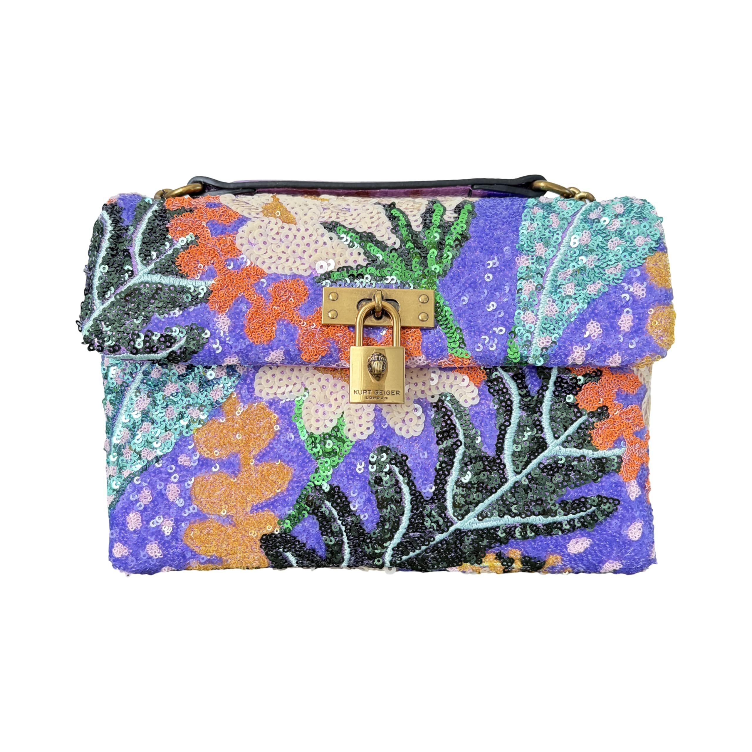 9042 Kurt Geiger London Brixton Sequin Small Crossbody Bag Purple Multi